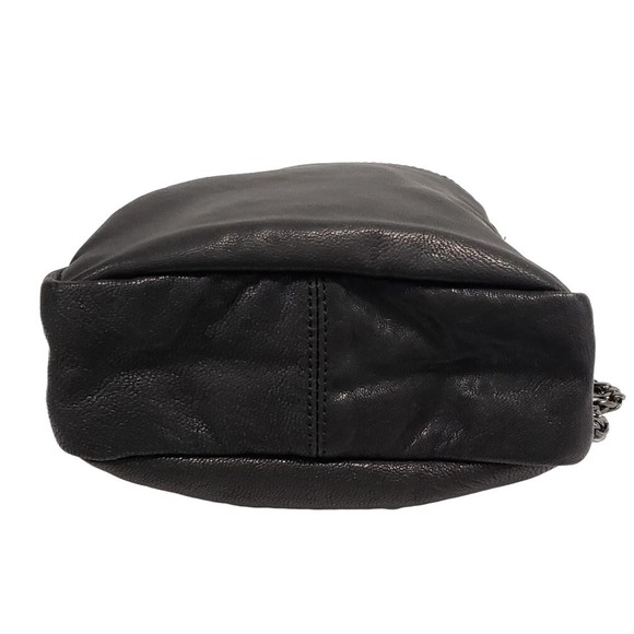 RARE COUTURE DESIGNER BLISS LAU BLACK Leather Wristlet Bag MOTORCYCLE SHREDDED